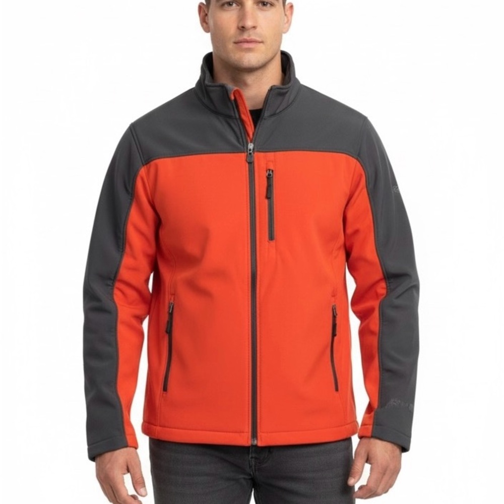 Free Country orange and Gray Performance Jacket with Stand-Up Collar